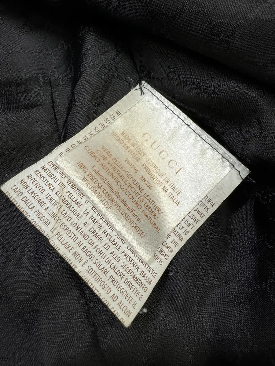 2000s Gucci Asymmetrical Black Leather Jacket YyQLmVG 9