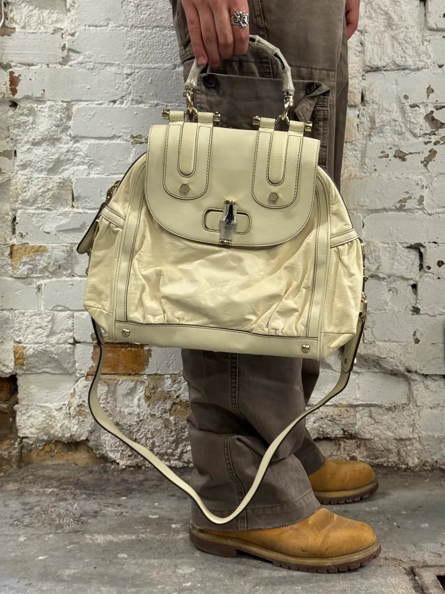 2000s Gucci Bamboo Creamy White Leather Handle Bag zruOydm 1