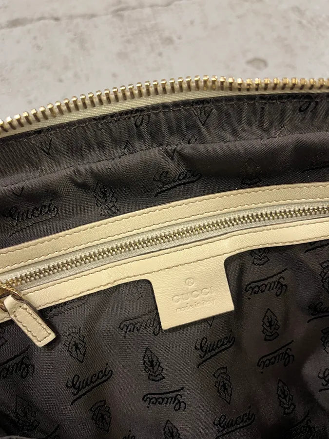 2000s Gucci Bamboo Creamy White Leather Handle Bag zruOydm 10