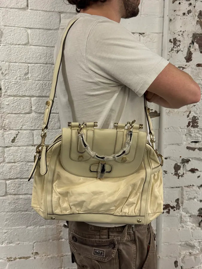 2000s Gucci Bamboo Creamy White Leather Handle Bag zruOydm 2