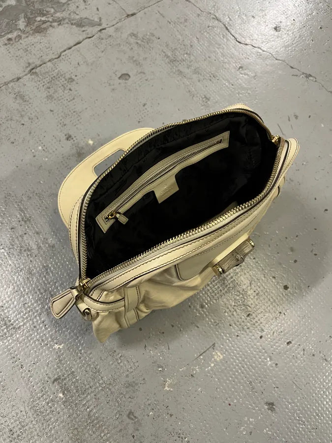 2000s Gucci Bamboo Creamy White Leather Handle Bag zruOydm 9