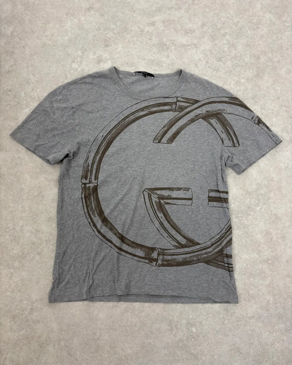 2000s Gucci Bamboo Monogram Grey T-Shirt mzBOKot 0