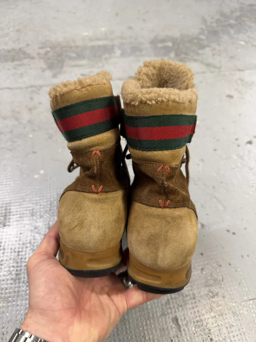 2000s Gucci Beige & Brown Shearling Boots aJXDHbs 6