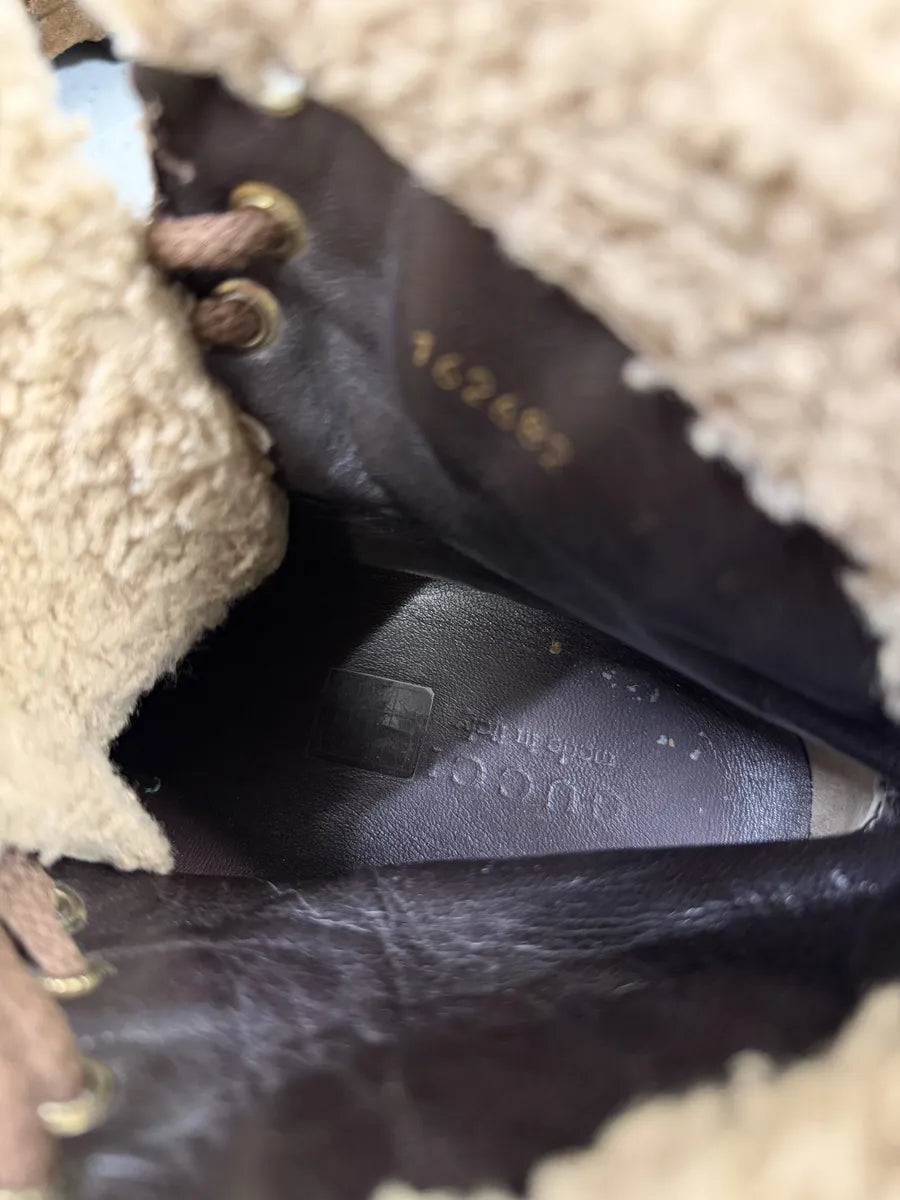 2000s Gucci Beige & Brown Shearling Boots aJXDHbs 9