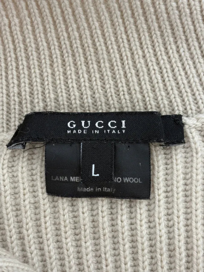 2000s Gucci Beige Buttoned Wool Sweater KMTfrhx 10