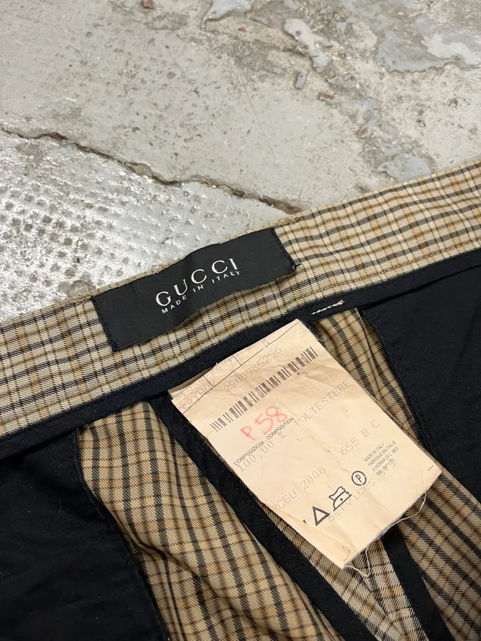 2000s Gucci Beige Classy Checkered Tailored Pants wsYLdxR 10