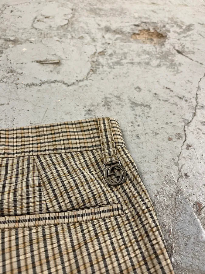 2000s Gucci Beige Classy Checkered Tailored Pants wsYLdxR 8