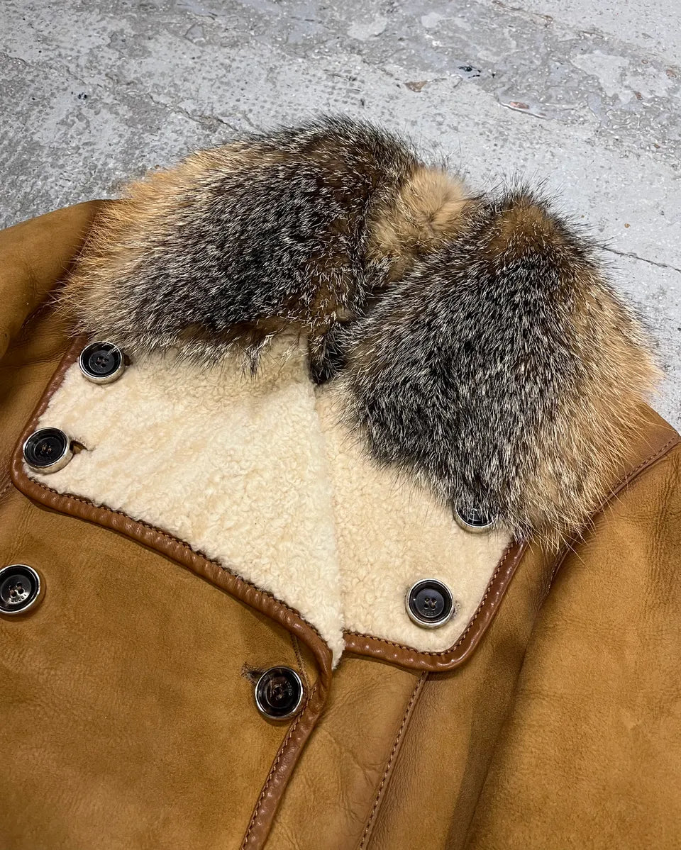 2000s Gucci Beige Fur Collar Double-Breasted Jacket by Frida Giannini gQSvwvG 4