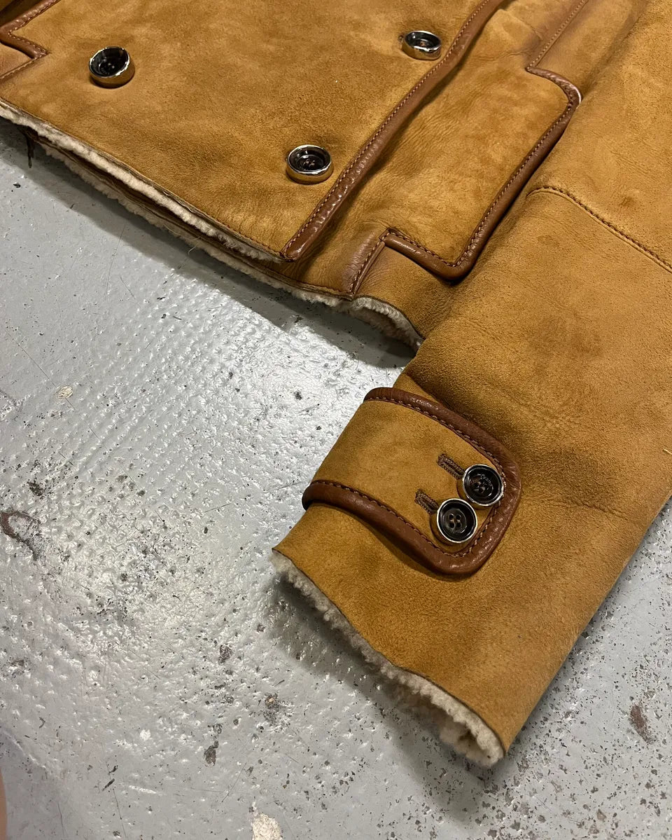 2000s Gucci Beige Fur Collar Double-Breasted Jacket by Frida Giannini gQSvwvG 5