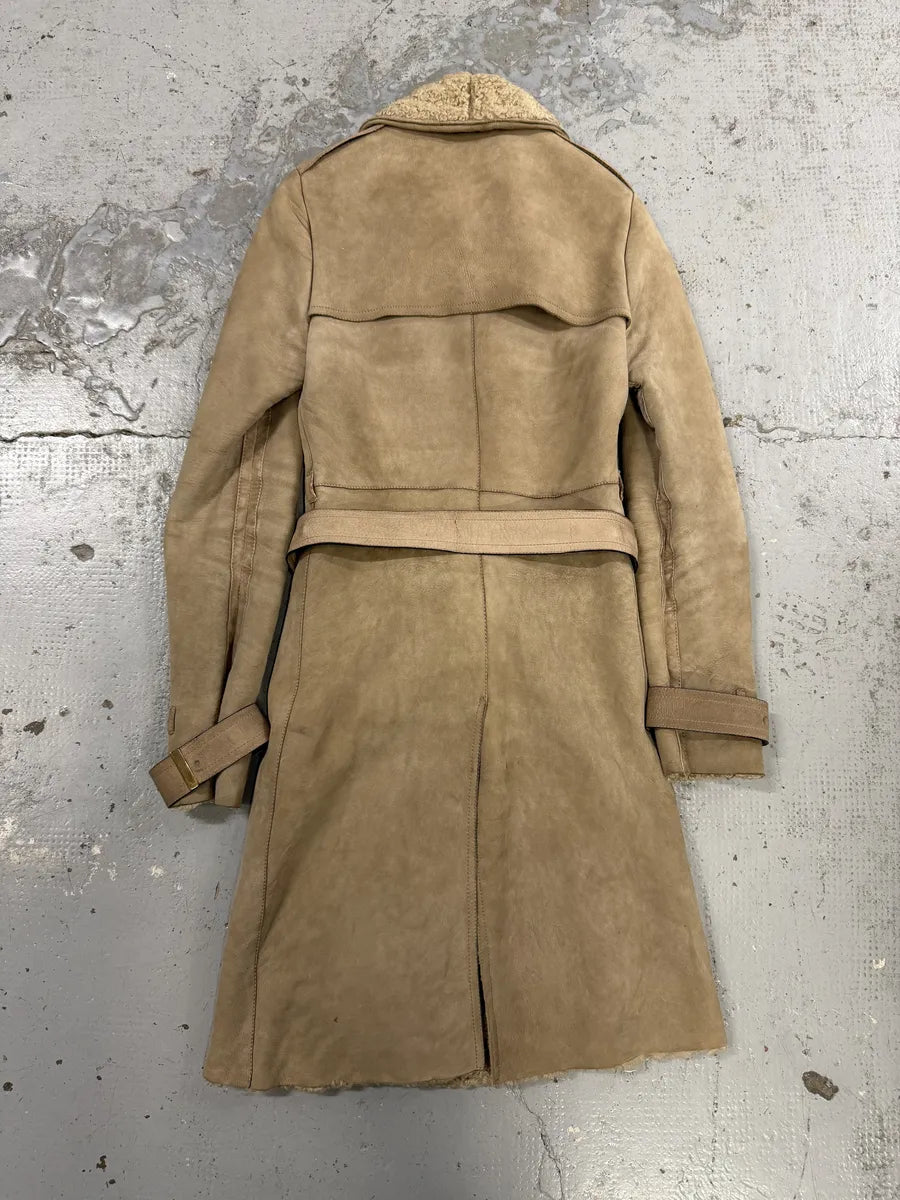 2000s Gucci Beige Premium Shearling Long Belted Coat IvAJOuu 1