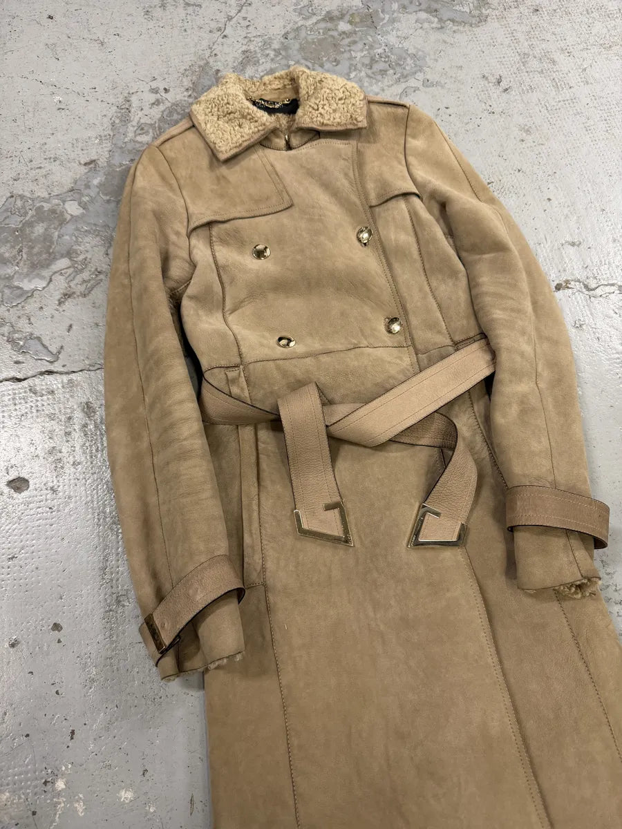 2000s Gucci Beige Premium Shearling Long Belted Coat IvAJOuu 3