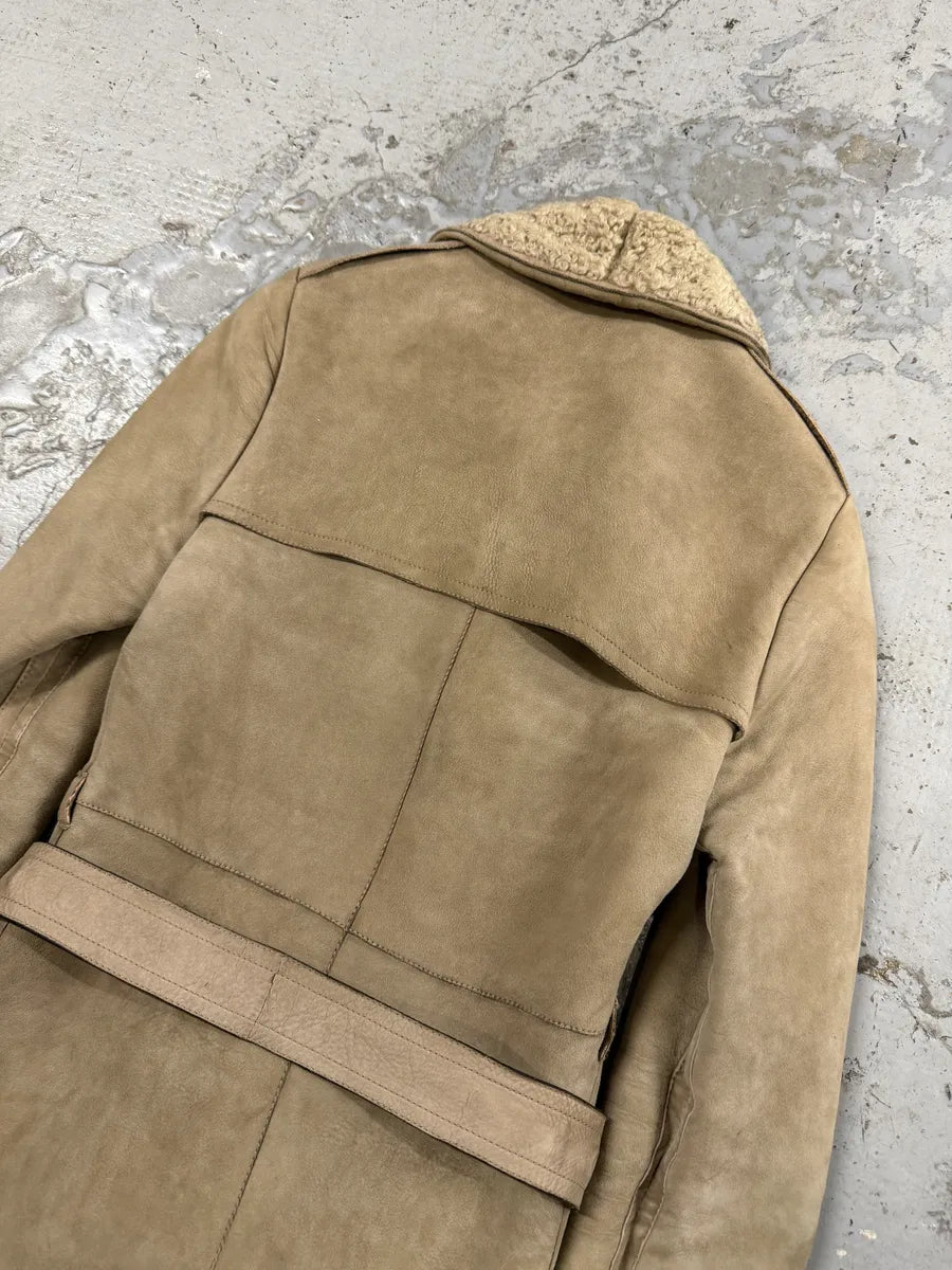 2000s Gucci Beige Premium Shearling Long Belted Coat IvAJOuu 5