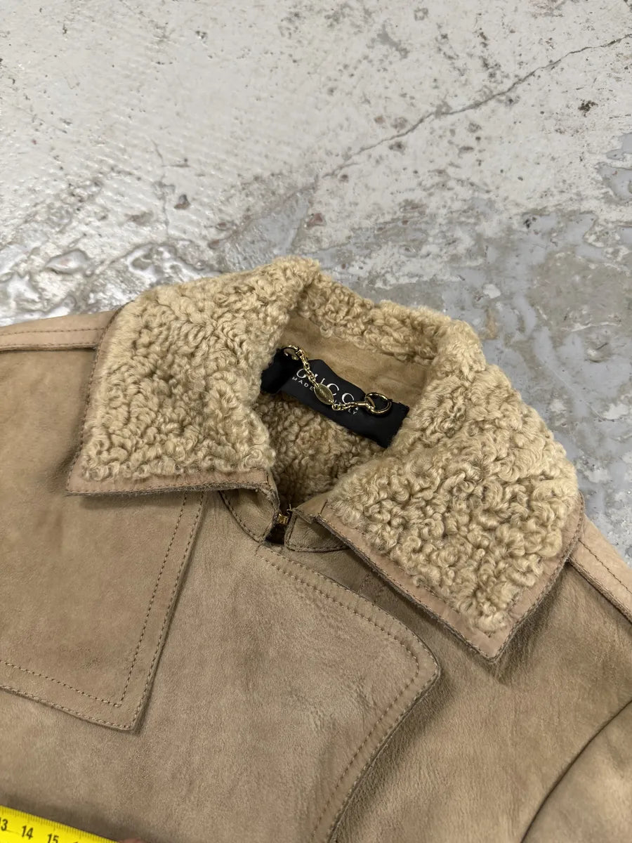 2000s Gucci Beige Premium Shearling Long Belted Coat IvAJOuu 7