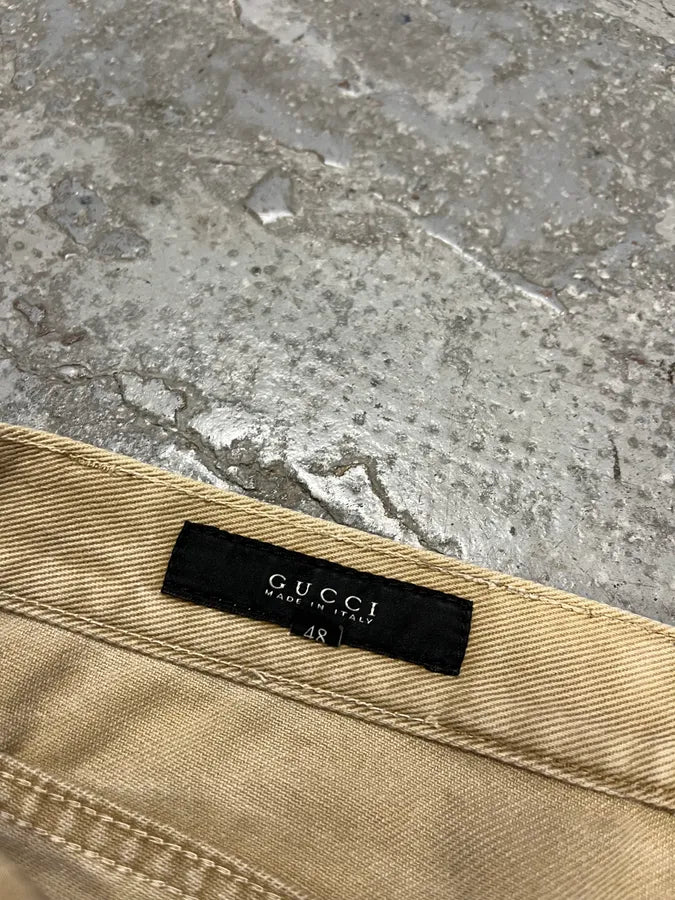 2000s Gucci Beige Relaxed Slim Pants NqlKwDV 10