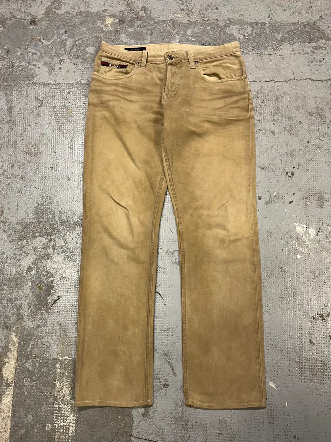 2000s Gucci Beige Relaxed Slim Pants NqlKwDV 4