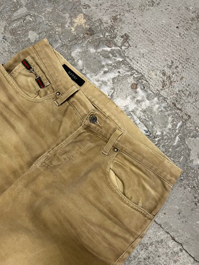 2000s Gucci Beige Relaxed Slim Pants NqlKwDV 5