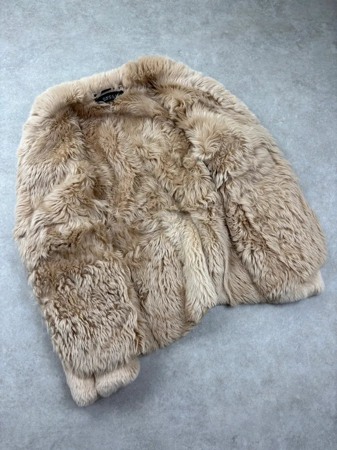 AW1997 Gucci Beige Shearling Fur Leather Jacket by Tom Ford ndZvQst 5