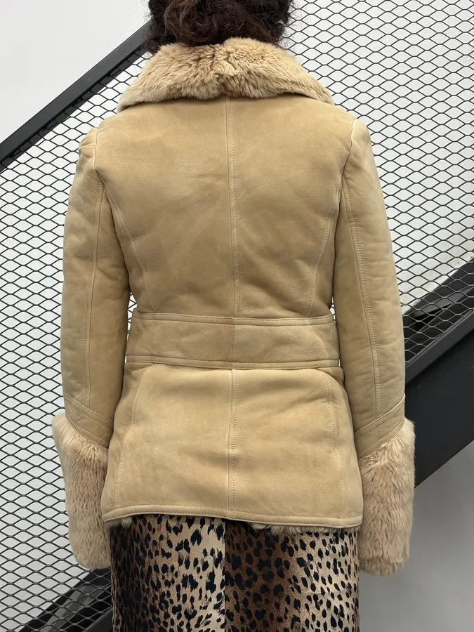 AW1997 Gucci Beige Shearling Fur Leather Jacket by Tom Ford ndZvQst 2