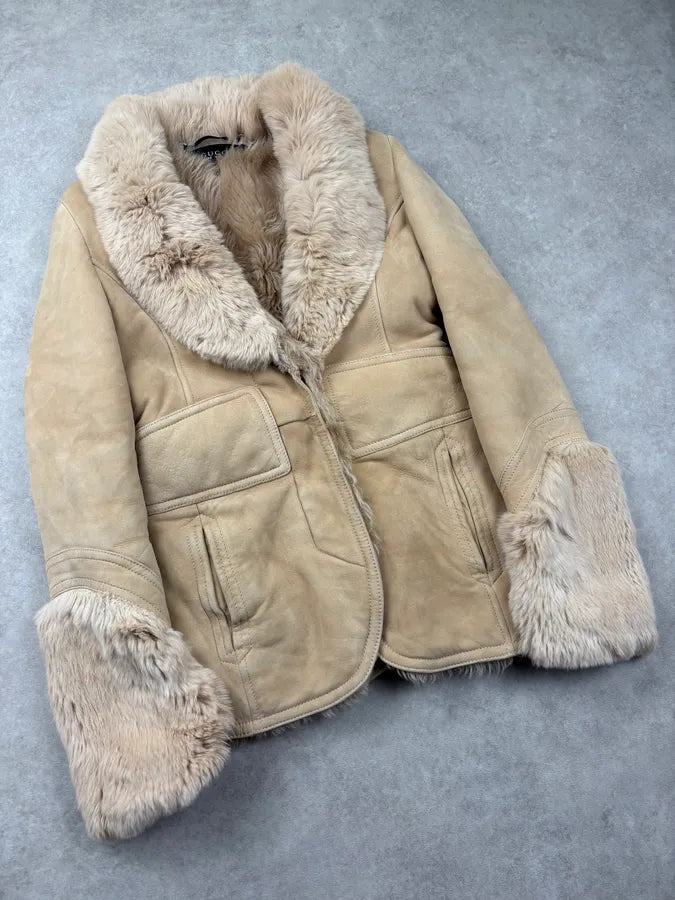 AW1997 Gucci Beige Shearling Fur Leather Jacket by Tom Ford ndZvQst 3