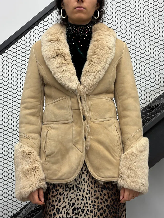 AW1997 Gucci Beige Shearling Fur Leather Jacket by Tom Ford ndZvQst 1