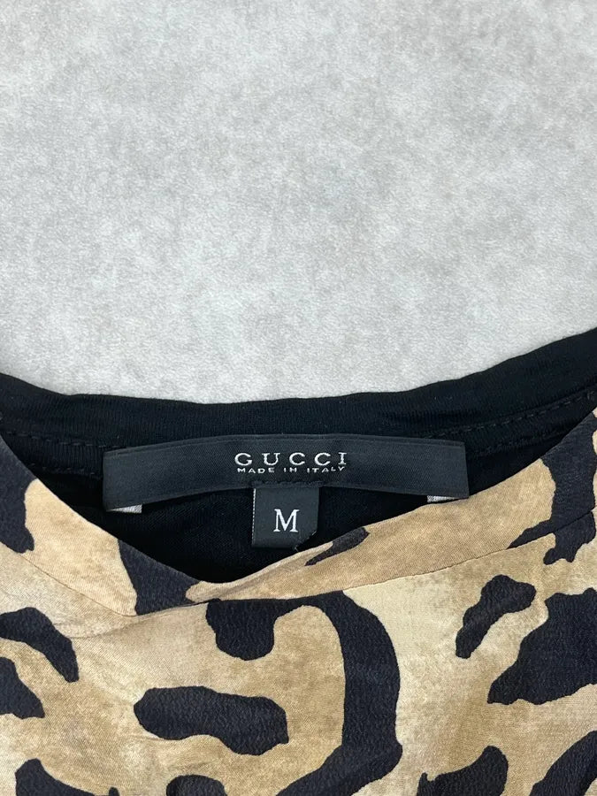 2010s Gucci Beige Silk Leopard Safari T-Shirt by Frida Giannini uRxfwRr 7