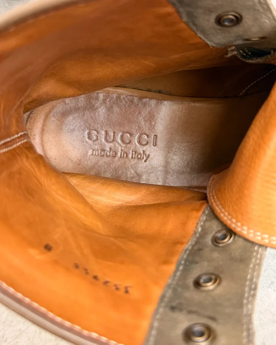 2000s Gucci Beige Suede Lace-Up Boots wHVKKlu 7