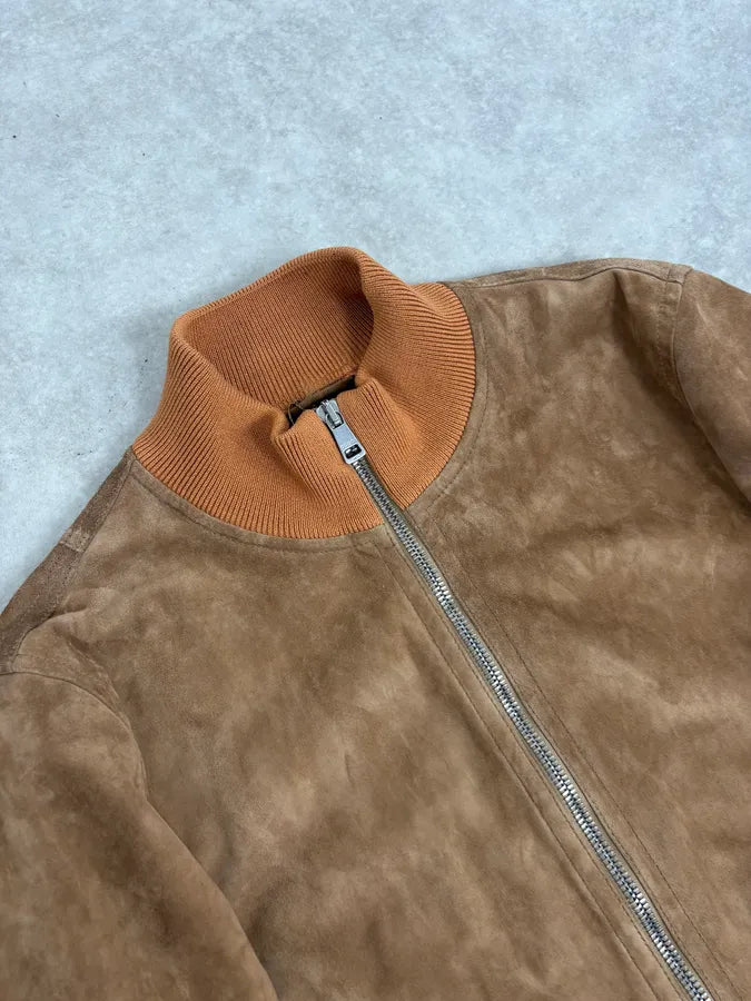 2000s Gucci Brown Suede Leather Bomber Jacket HcsNVux 4