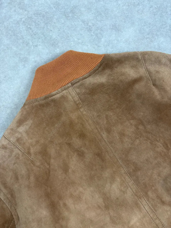 2000s Gucci Brown Suede Leather Bomber Jacket HcsNVux 8