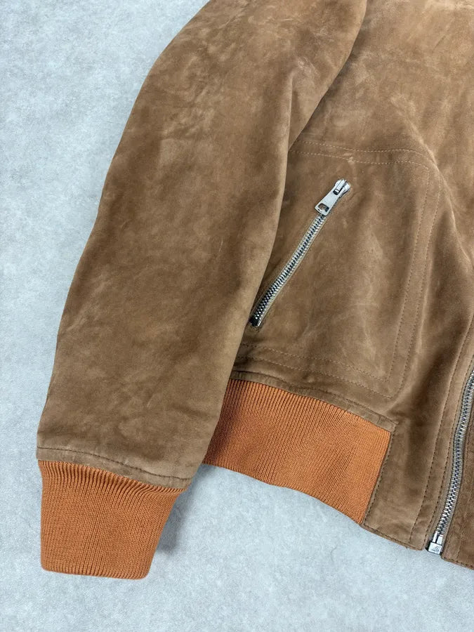 2000s Gucci Brown Suede Leather Bomber Jacket HcsNVux 7