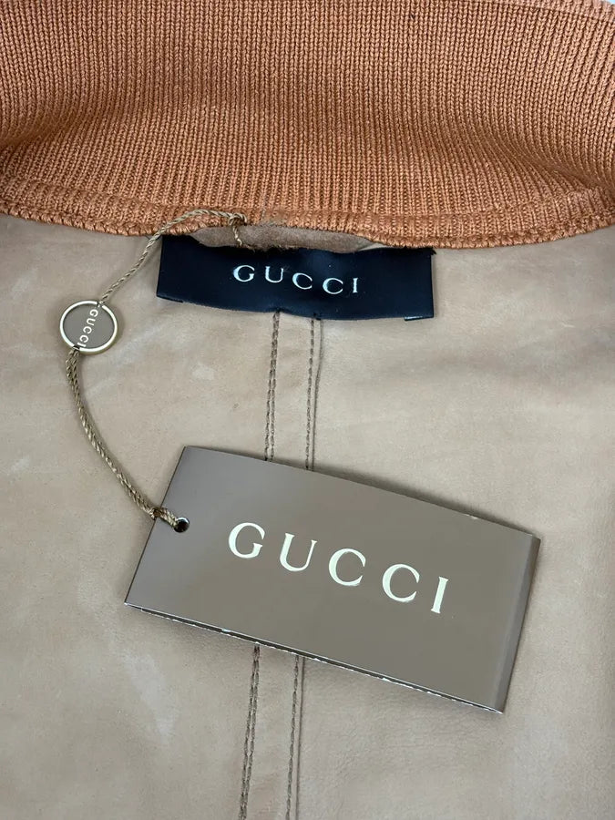 2000s Gucci Brown Suede Leather Bomber Jacket HcsNVux 11