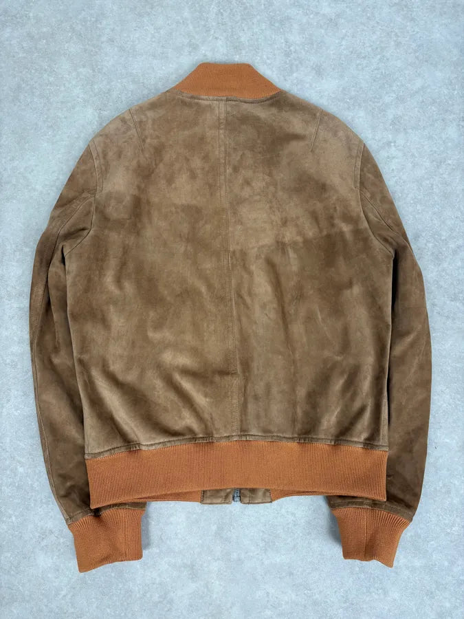 2000s Gucci Brown Suede Leather Bomber Jacket HcsNVux 5