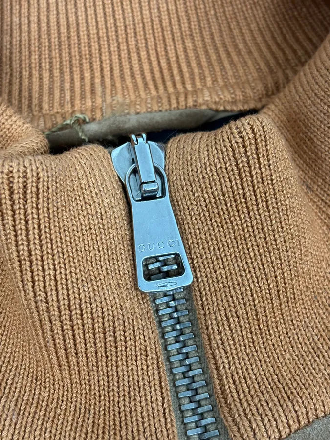 2000s Gucci Brown Suede Leather Bomber Jacket HcsNVux 9