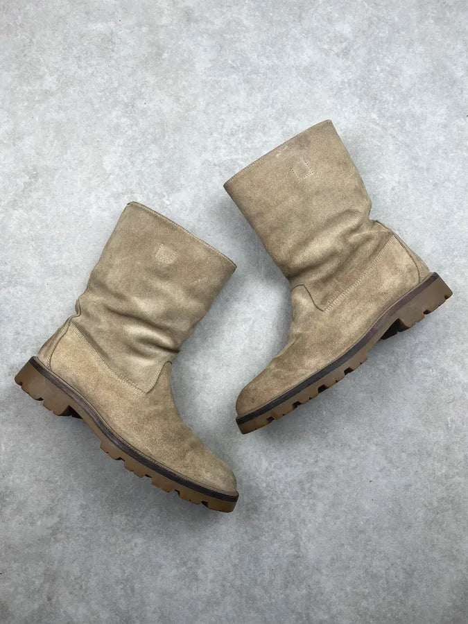 2000s Gucci Beige Suede Shearling Web Boots lBfoWSq 3