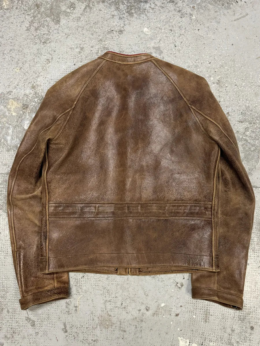 SS2003 Gucci Biker Aged Brown Leather Jacket by Tom Ford JOJkETc 2