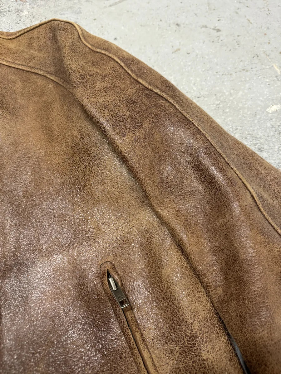 SS2003 Gucci Biker Aged Brown Leather Jacket by Tom Ford JOJkETc 11