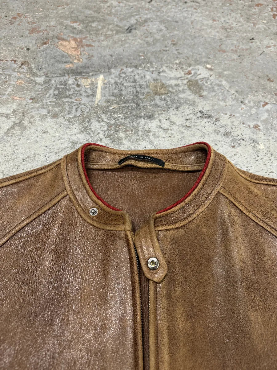 SS2003 Gucci Biker Aged Brown Leather Jacket by Tom Ford JOJkETc 12
