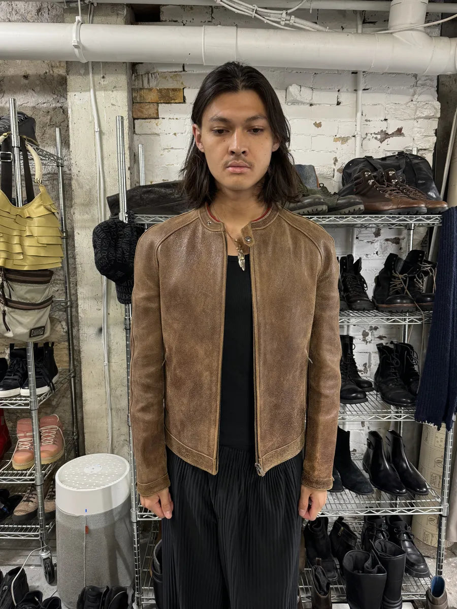 SS2003 Gucci Biker Aged Brown Leather Jacket by Tom Ford JOJkETc 3