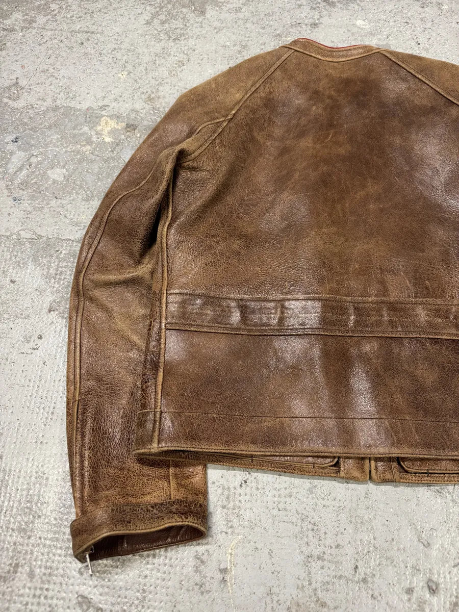 SS2003 Gucci Biker Aged Brown Leather Jacket by Tom Ford JOJkETc 6