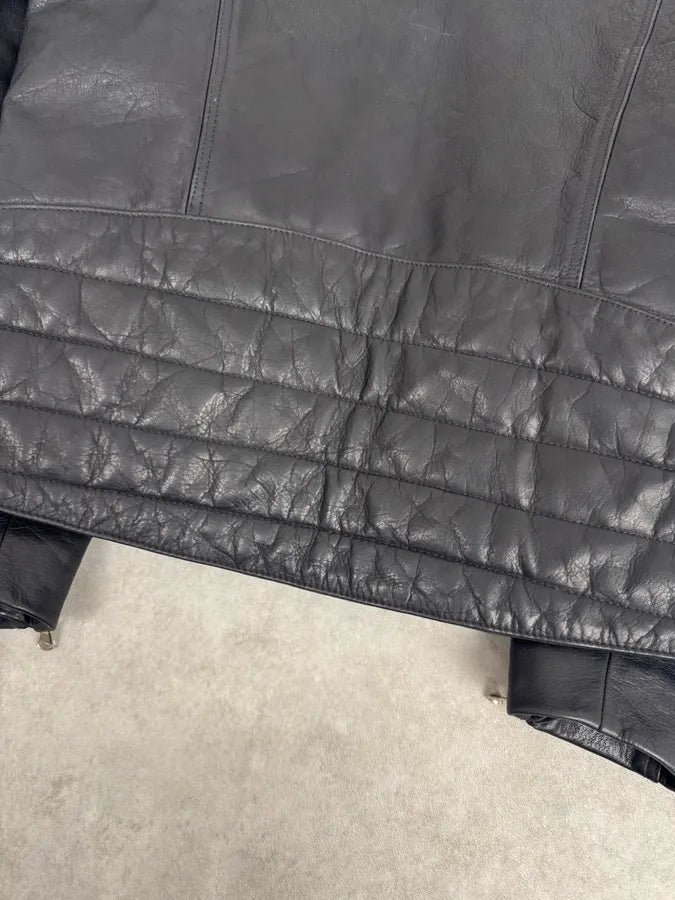 2000s Gucci Biker Black Leather Jacket atjqsvk 7