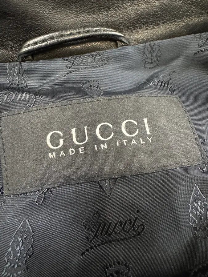 2000s Gucci Biker Black Leather Jacket (M/L) 10
