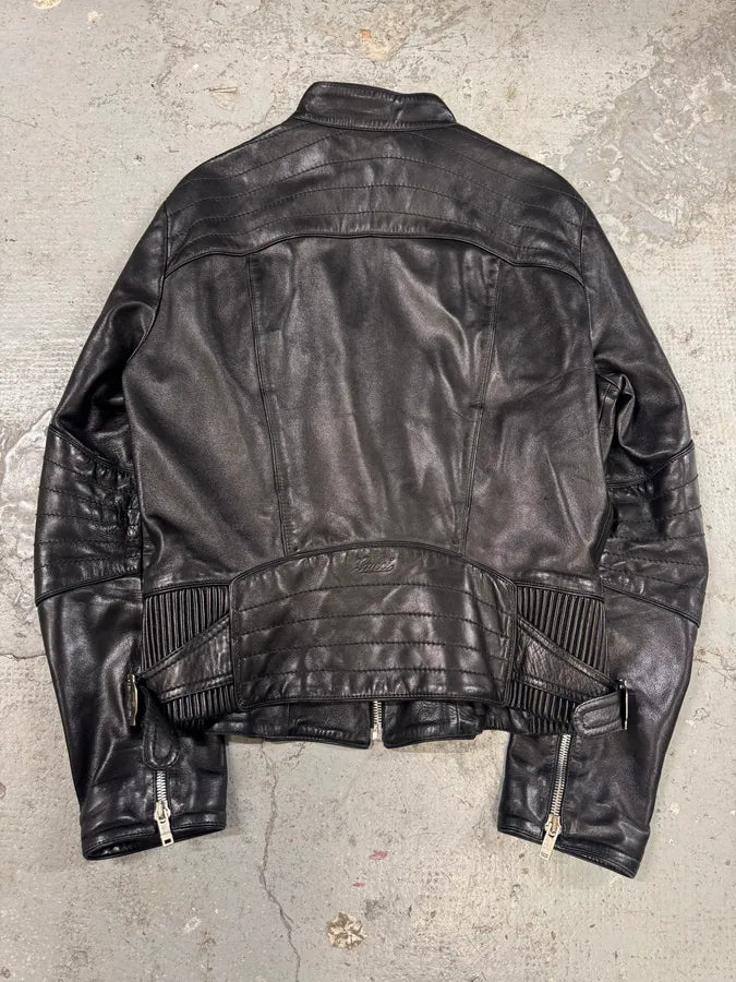 2000s Gucci Biker Black Leather Jacket (M/L) 2