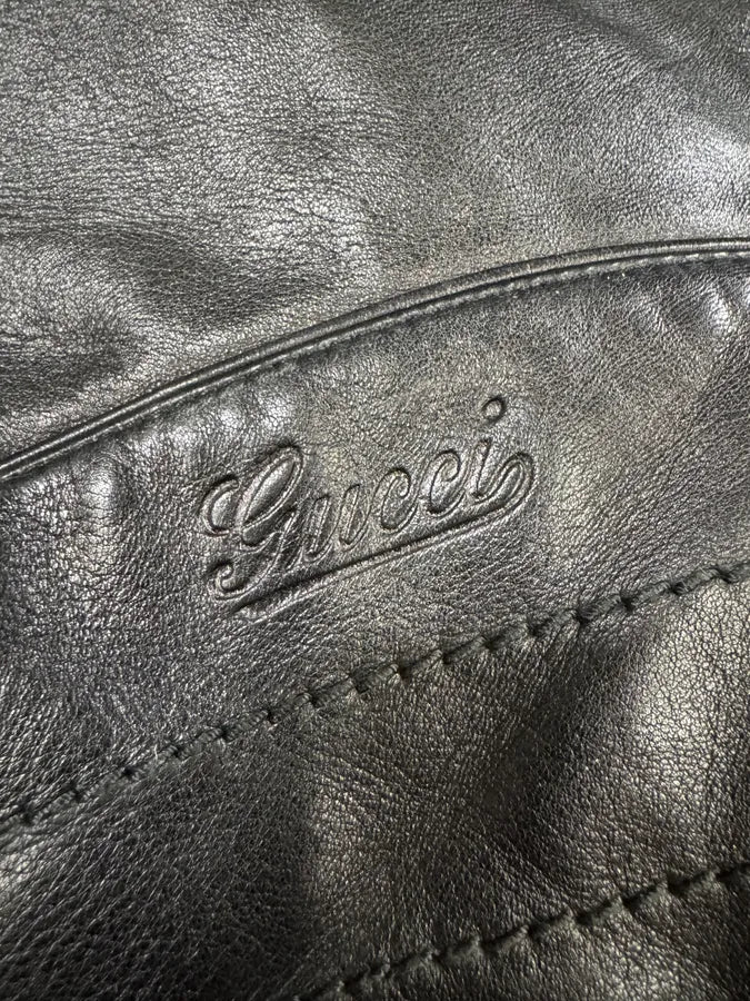 2000s Gucci Biker Black Leather Jacket (M/L) 6