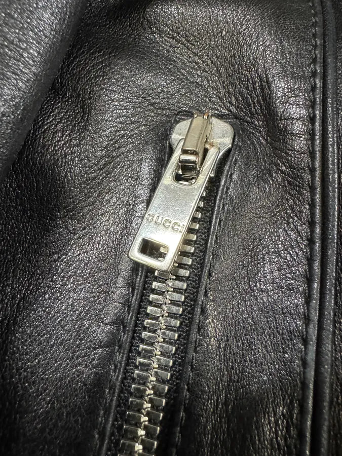 2000s Gucci Biker Black Leather Jacket (M/L) 9