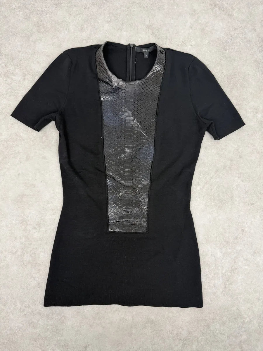 2000s Gucci Black & Brown Python Leather Obscure T-Shirt DRpfyLn 0
