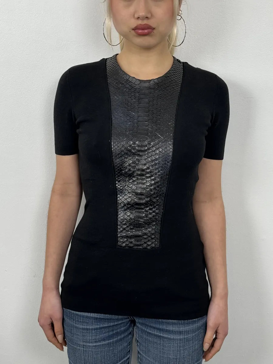 2000s Gucci Black & Brown Python Leather Obscure T-Shirt DRpfyLn 1