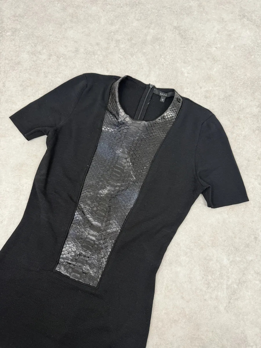 2000s Gucci Black & Brown Python Leather Obscure T-Shirt DRpfyLn 3