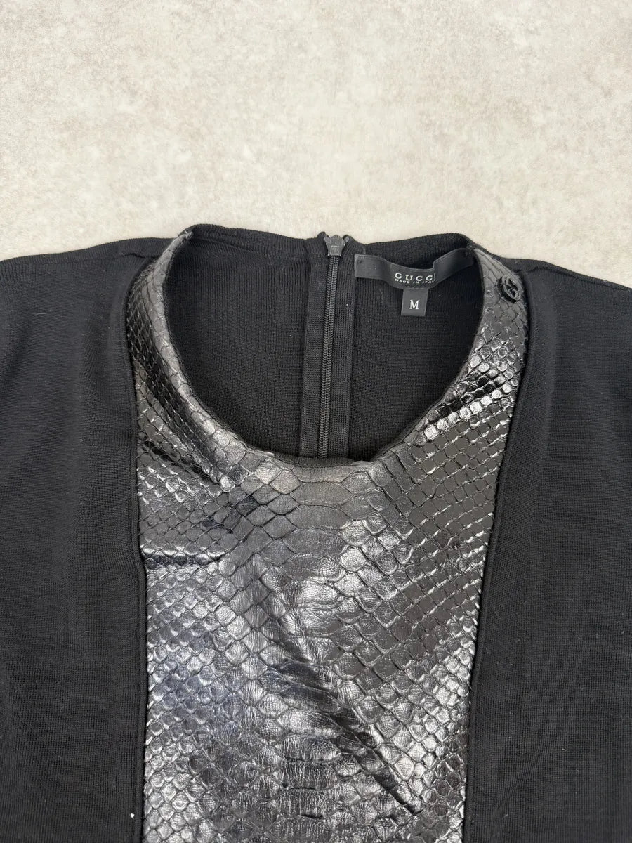 2000s Gucci Black & Brown Python Leather Obscure T-Shirt DRpfyLn 8
