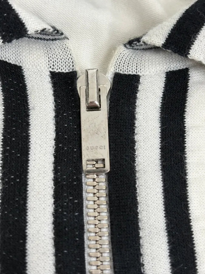 2000s Gucci Black & White Signature Cardigan Zip-up Sweater eWUsvBA 8