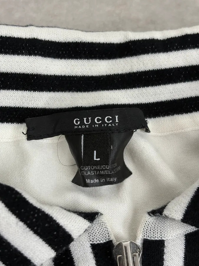 2000s Gucci Black & White Signature Cardigan Zip-up Sweater eWUsvBA 10