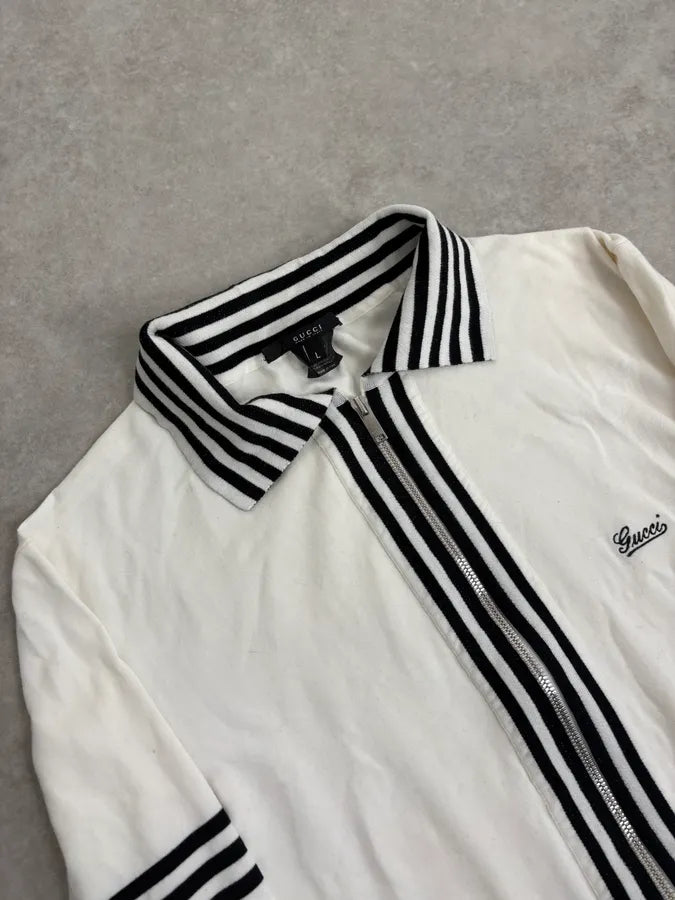 2000s Gucci Black & White Signature Cardigan Zip-up Sweater eWUsvBA 4